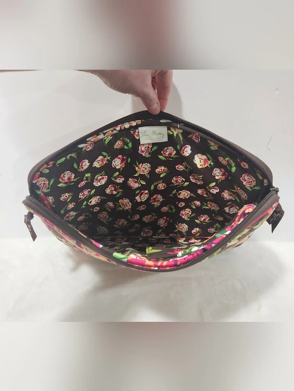 Vera Bradley Retired English Rose Brown Pink Quilted Tech Laptop Sleeve Case - Picture 10 of 11